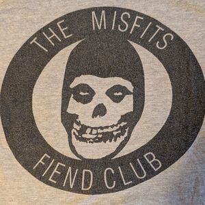 Tultex Black and Gray The Misfits Fiend Club 3/4 Sleeve T-Shirt